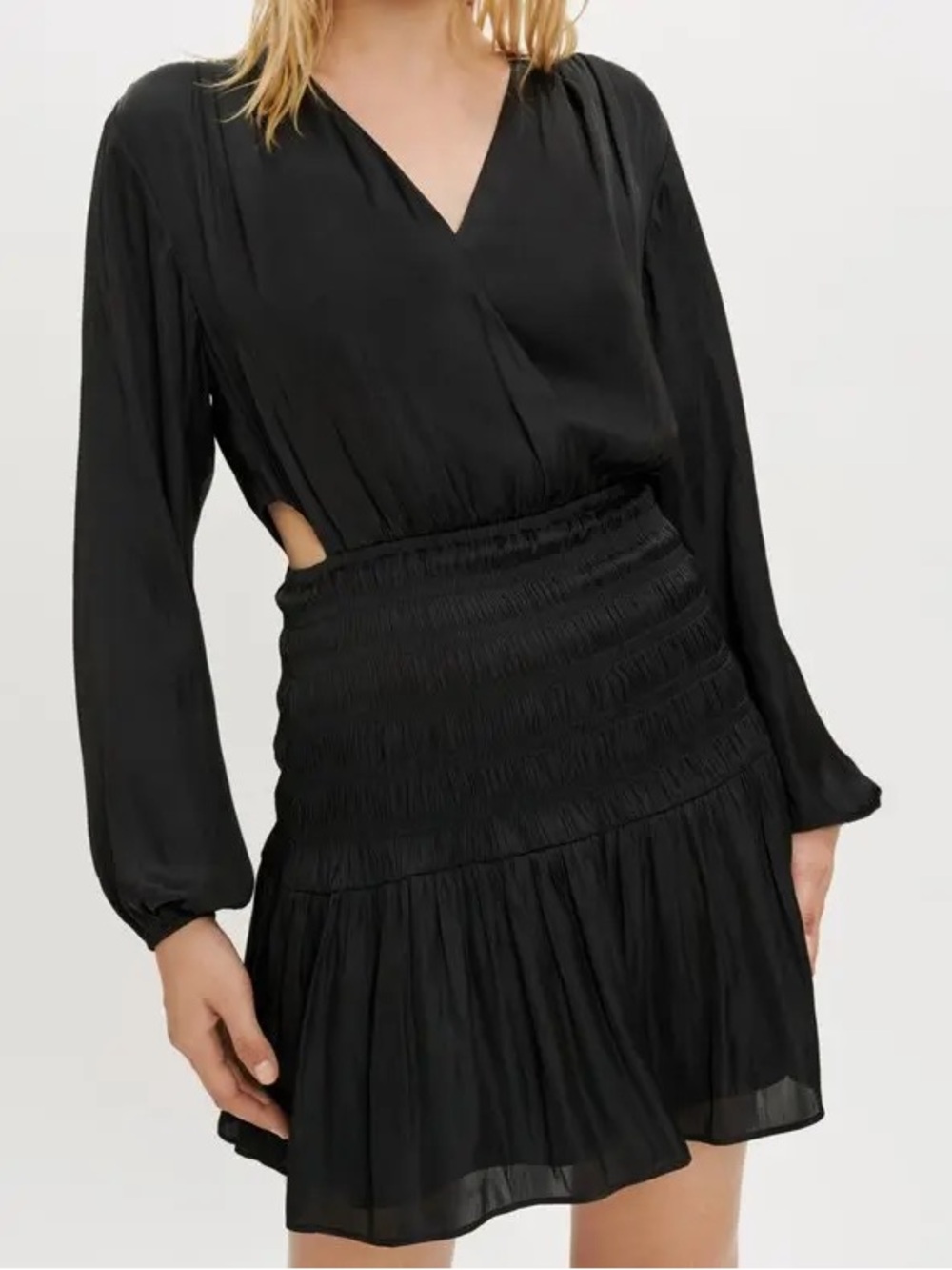 Maje Black Mini Dress with Flared Hem